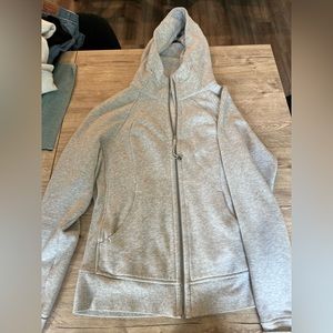 Lululemon scuba full length zip up hoodie size 10. Heathered light gray color.